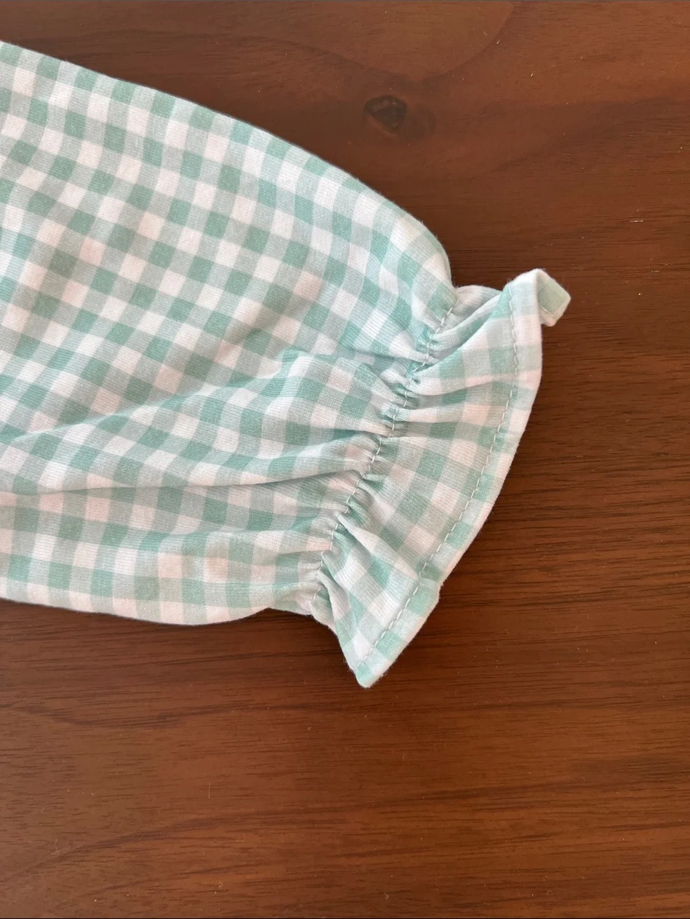 Stitch Fish Mint Gingham Baby Romper with Harvest Embroidery, 24 months